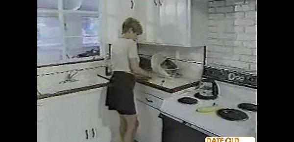  73 year old granny fucked in the kitchen